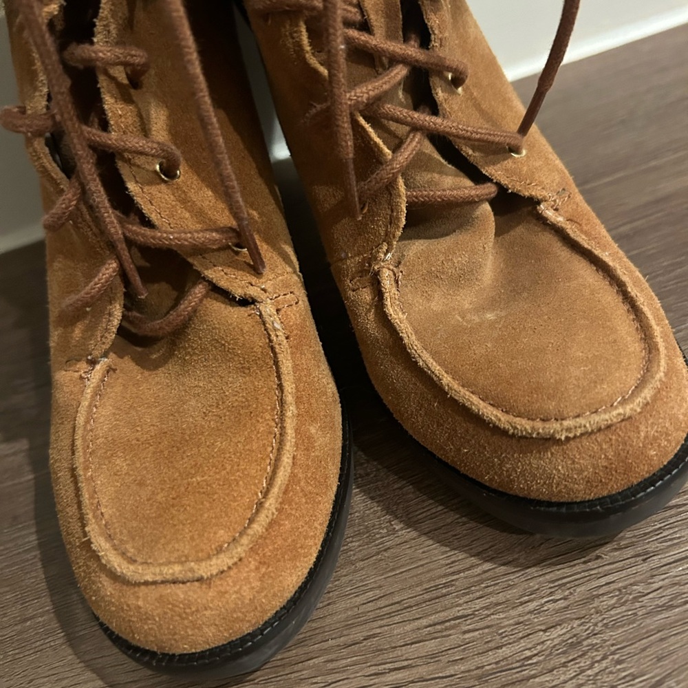 Michael Kors Women's Suede Leather Faux Fur Lined High Heel Booties Size 7m - Picture 6 of 12
